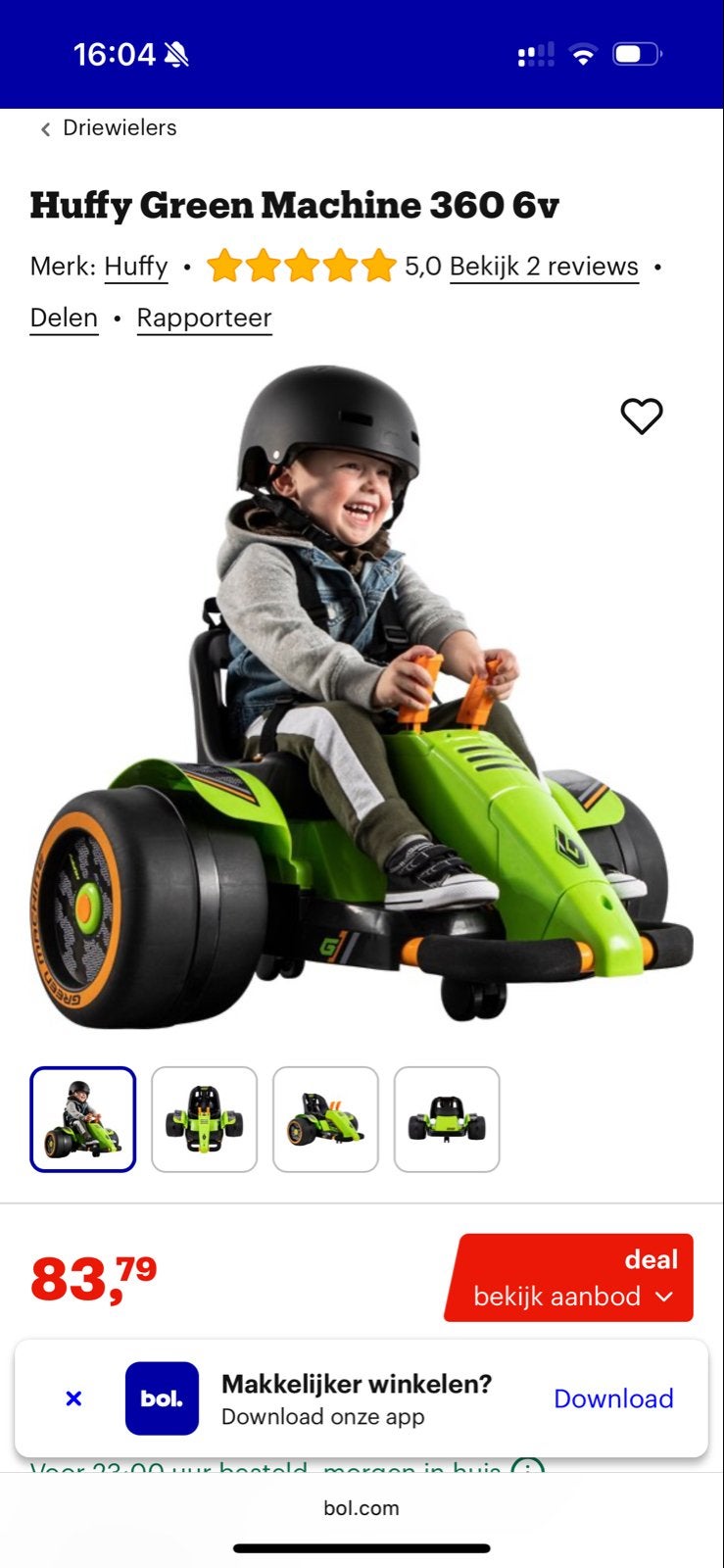Huffy Green Machine 360 6v - Elektrische Driewieler, Ophalen, Gebruikt