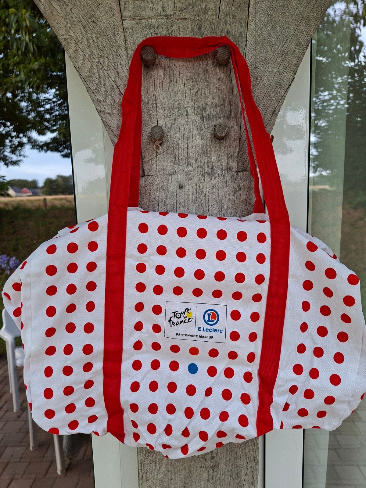 Tour de France E.Leclerc shopper - rood met witte stippen, Ophalen of Verzenden, Gebruikt, Rood, Shopper