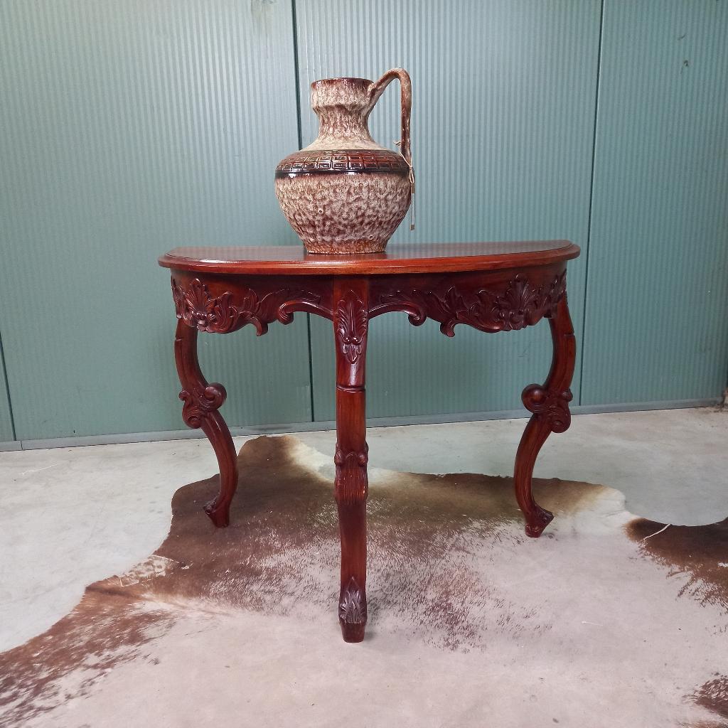 Antieke halfronde Barok sidetable, Huis en Inrichting, Ophalen of Verzenden, 25 tot 50 cm, Overige vormen, 50 tot 100 cm
