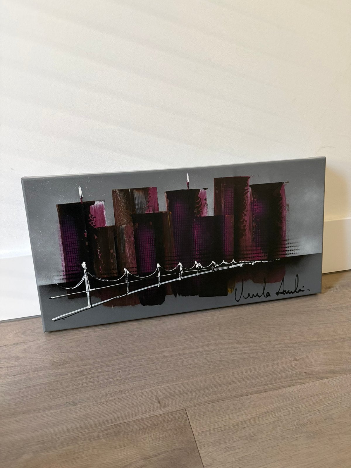 Colors by night afmeting 30 x 60 cm by Ursula Aubri, Ophalen, Stads- / dorpsgezicht
