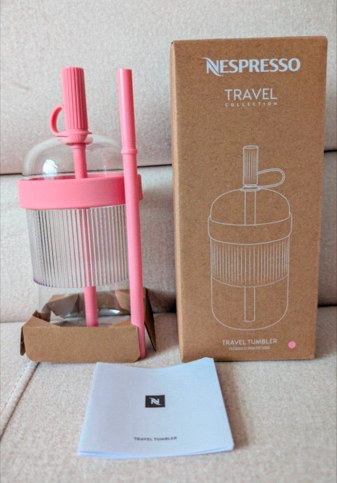 Nespresso Travel Tumbler Bubblegum + stempelkaart, Overige typen, Kunststof, Nieuw, Ophalen of Verzenden