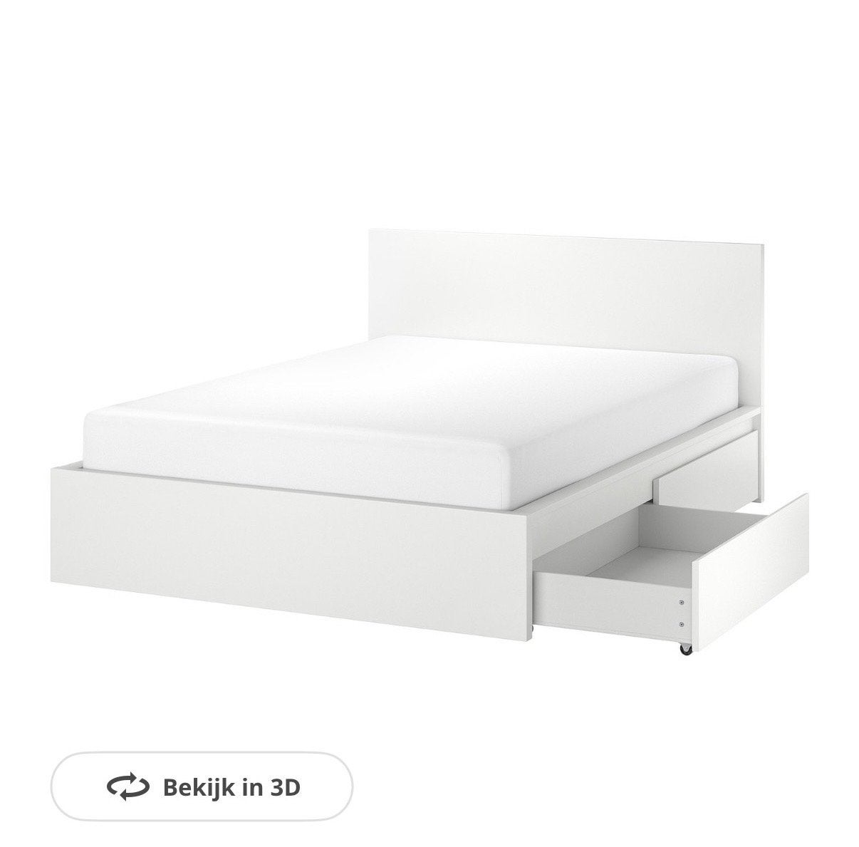 IKEA Malm bed 180x200 met lades, Ophalen, Verstelbaar, Wit, Tweepersoons