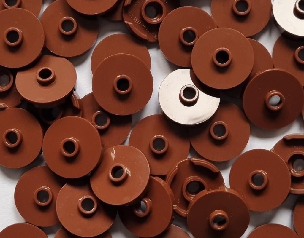 Lego 2x2 round tile (jumper), Reddish brown (per 50), Ophalen of Verzenden, Nieuw, Losse stenen, Lego