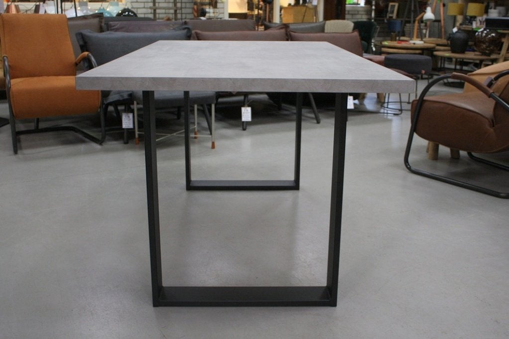 Grijze eettafel bureau metaal melamine betonlook 160x90 cm., Huis en Inrichting, Ophalen, 90 cm, 160 cm, Zo goed als nieuw