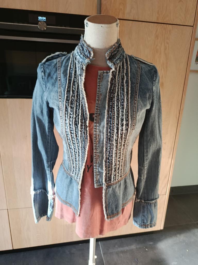 Geisha jeans jasje maat XS vintage, Ophalen of Verzenden, Zo goed als nieuw, Maat 34 (XS) of kleiner, Blauw