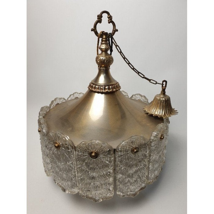 # Vintage plafondlamp van kristal glas en metaal lamp, Ophalen
