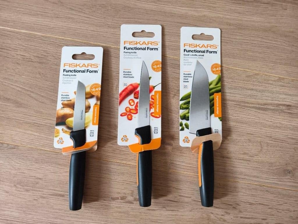 Fiskars mes Messenset - 3-delig  koksmes x 1 & schilmes x2, Los bestek, Nieuw, Rvs of Chroom, Overige merken