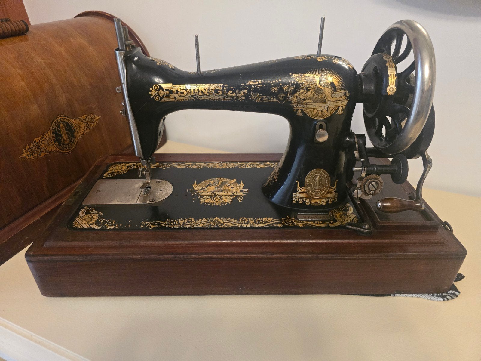 Antieke Singer 15K naaimachine uit 1908, Ophalen