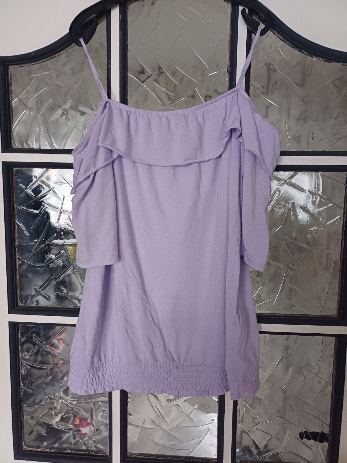Lichtpaars off shoulder top met spaghettibandjes, maat 170, Meisje, H&M, Ophalen of Verzenden, Zo goed als nieuw