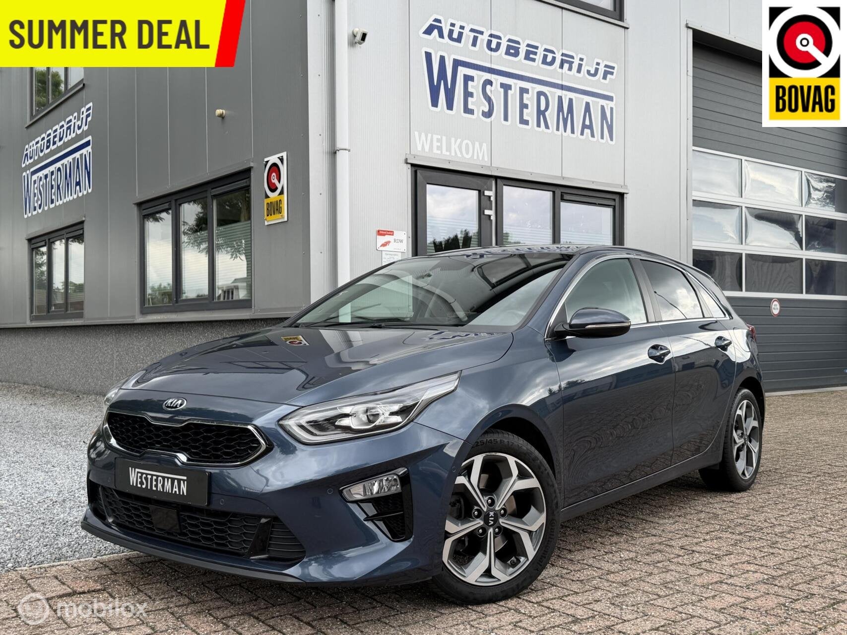 Kia Ceed 1.4 T-GDi DynamicPlusLine AUT Acc Clima Navi Carpla, Auto's, Met garantie (alle), Blauw, Leder en Stof, 1245 kg