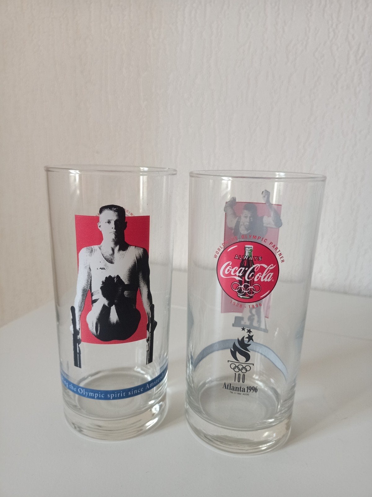 2 Coca Cola glazen olympische spelen 1996, Ophalen of Verzenden, Zo goed als nieuw, Frisdrankglas