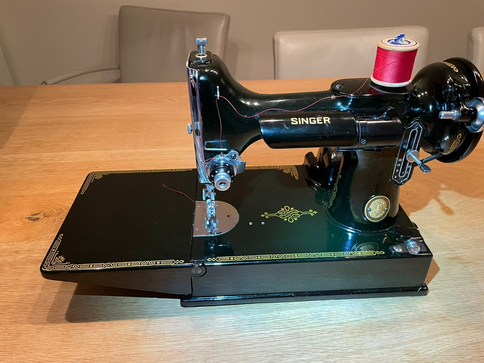 Singer naaimachine 221K, zo goed als nieuw. 1951, Ophalen of Verzenden