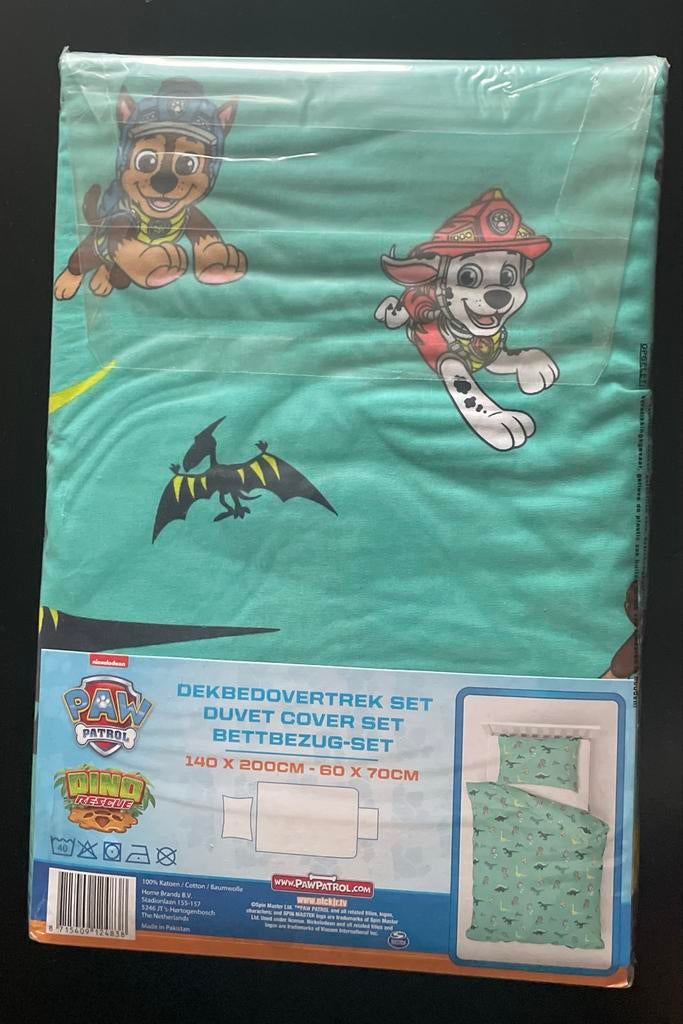 Paw Patrol Dino Rescue Dekbedovertrek Set 140x200cm, Jongetje of Meisje, Dekbedovertrek, Nieuw, Ophalen of Verzenden