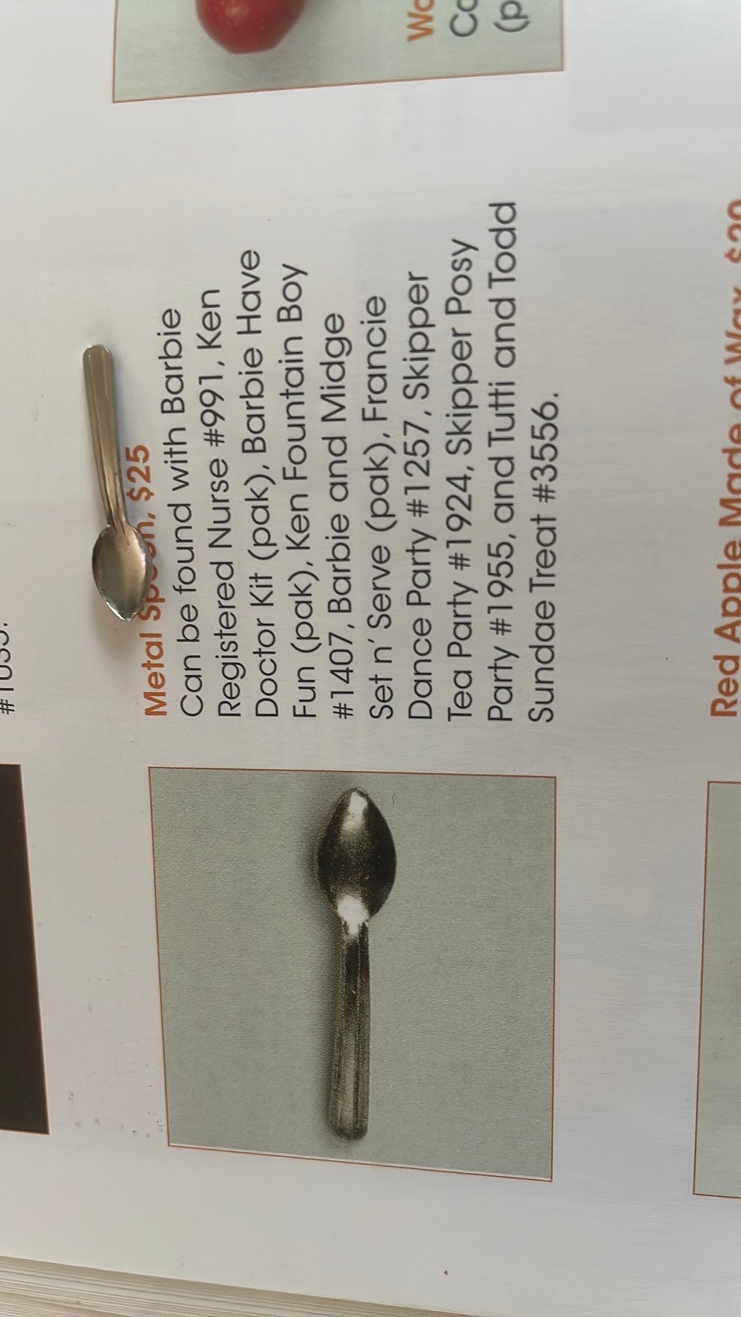 Barbie Francie Tutti Ken Skipper Spoon, lepeltje,  vintage, Verzamelen, Ophalen of Verzenden, Zo goed als nieuw, Accessoires