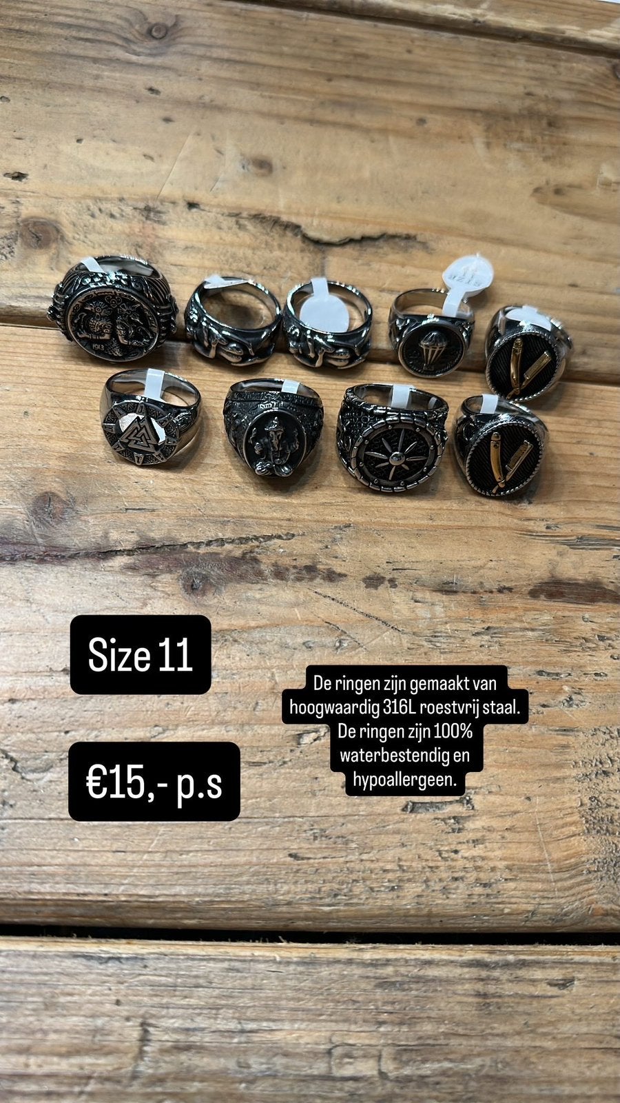 Ringen size 11, 20 of groter, IJzer of Staal, Nieuw, Ophalen of Verzenden