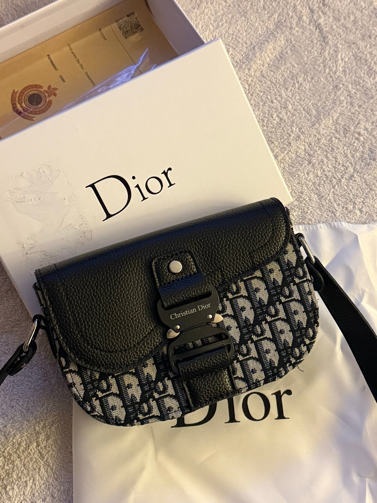 Christian Dior Mini Saddle Messenger Bag, Ophalen of Verzenden, Nieuw, Zwart, Schoudertasje