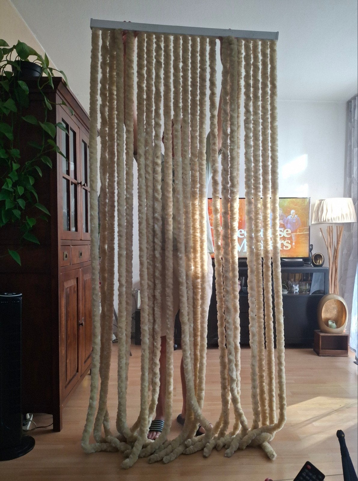 Vliegengordijn kattestaard, Ophalen, Beige, Boho, Zo goed als nieuw