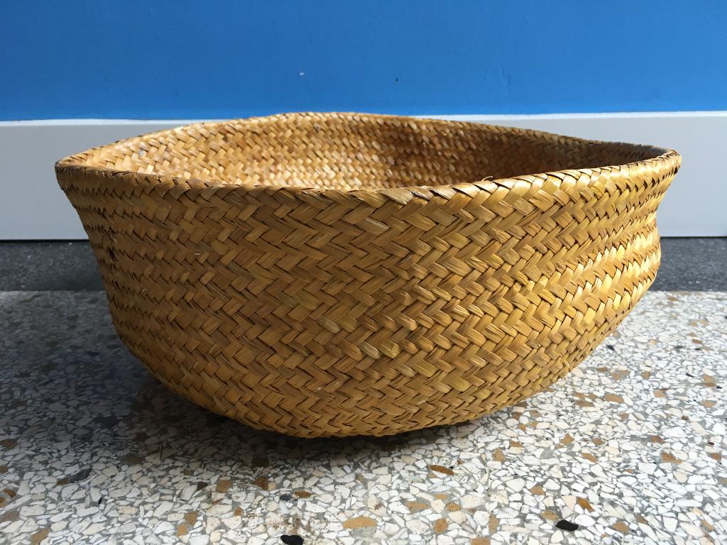 Gele mand/tas, Huis en Inrichting, Woonaccessoires | Schalen en Manden, Ophalen, Gebruikt, Rond