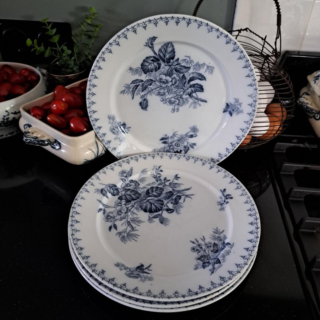 Lotje Sarreguemines Flore in grijsblauw., Ophalen of Verzenden