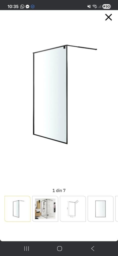 Douchewand Walk-in Zwart Mat 195x120x6 mm, Doe-het-zelf en Verbouw, Sanitair, Ophalen of Verzenden, Nieuw, Glas, Douche
