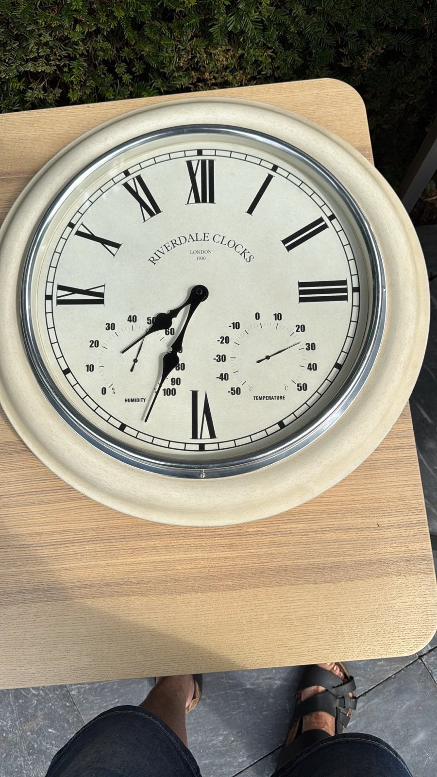 Riverdale Klok met Thermometer en Hygrometer, Ophalen, Analoog, Zo goed als nieuw, Beige