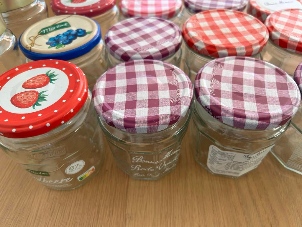 Lege jampotten met deksel - diverse maten en merken, Ophalen, Voorraadpot, Meerkleurig, Overige merken