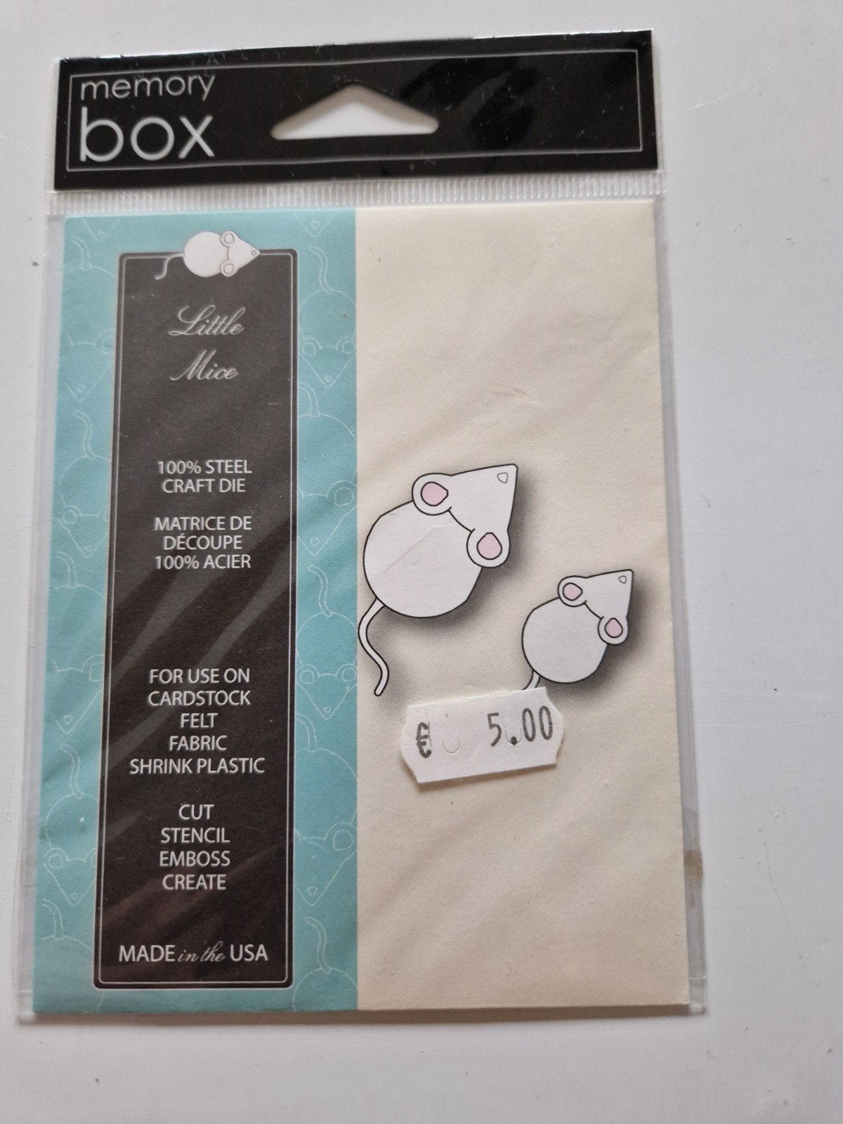 Memory Box Little Mice Stansvorm - 100% Staal, Geschikt voor snijden, Zilver, Zo goed als nieuw, Overige merken