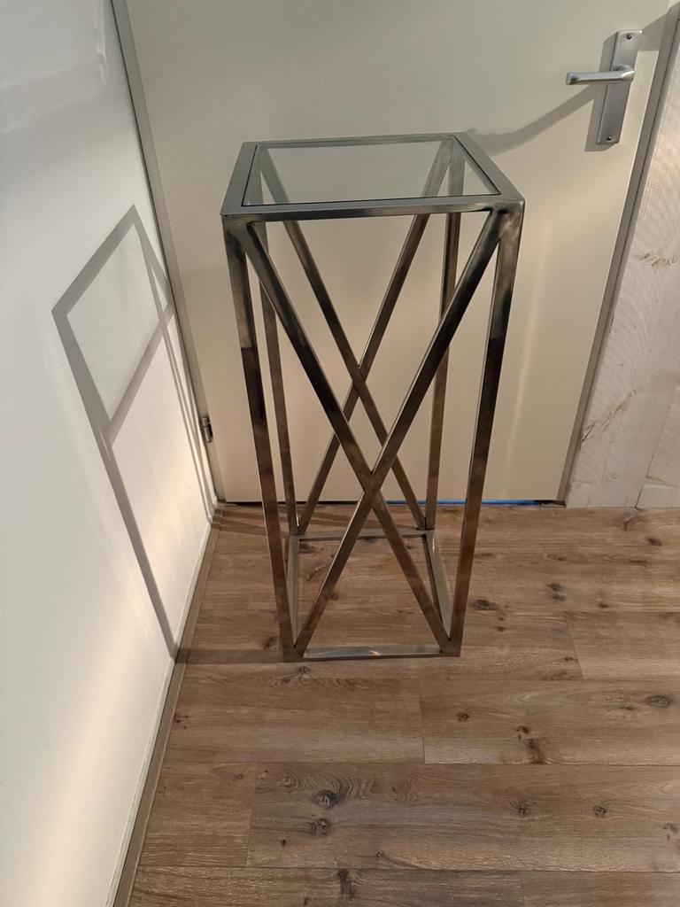 Mooie zilveren pilaar/zuil met glasplaat, Huis en Inrichting, Woonaccessoires | Zuilen en Pilaren, Ophalen, Zo goed als nieuw