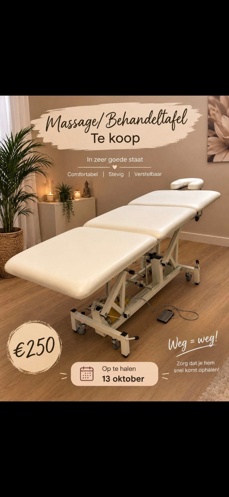 massage tafel, Sport en Fitness, Ophalen, Zo goed als nieuw, Massagetafel