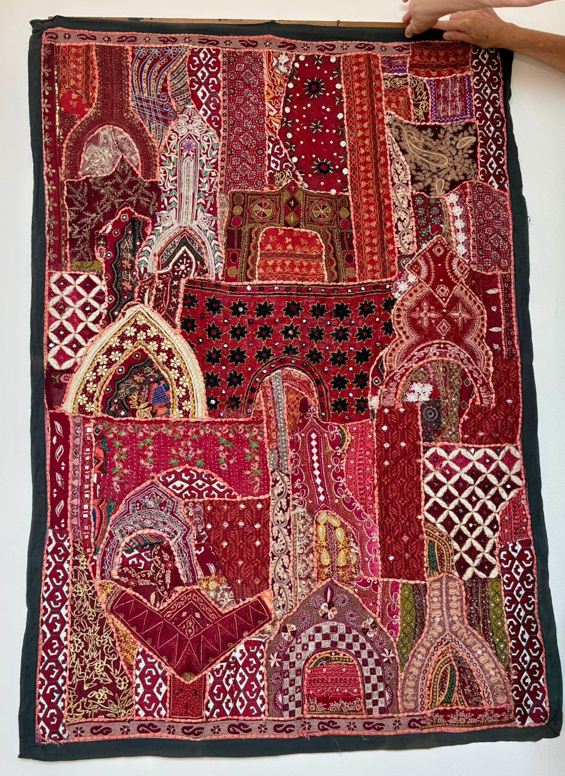 Handgemaakt Thais patchwork wandkleed XXL oosters boho, Ophalen of Verzenden