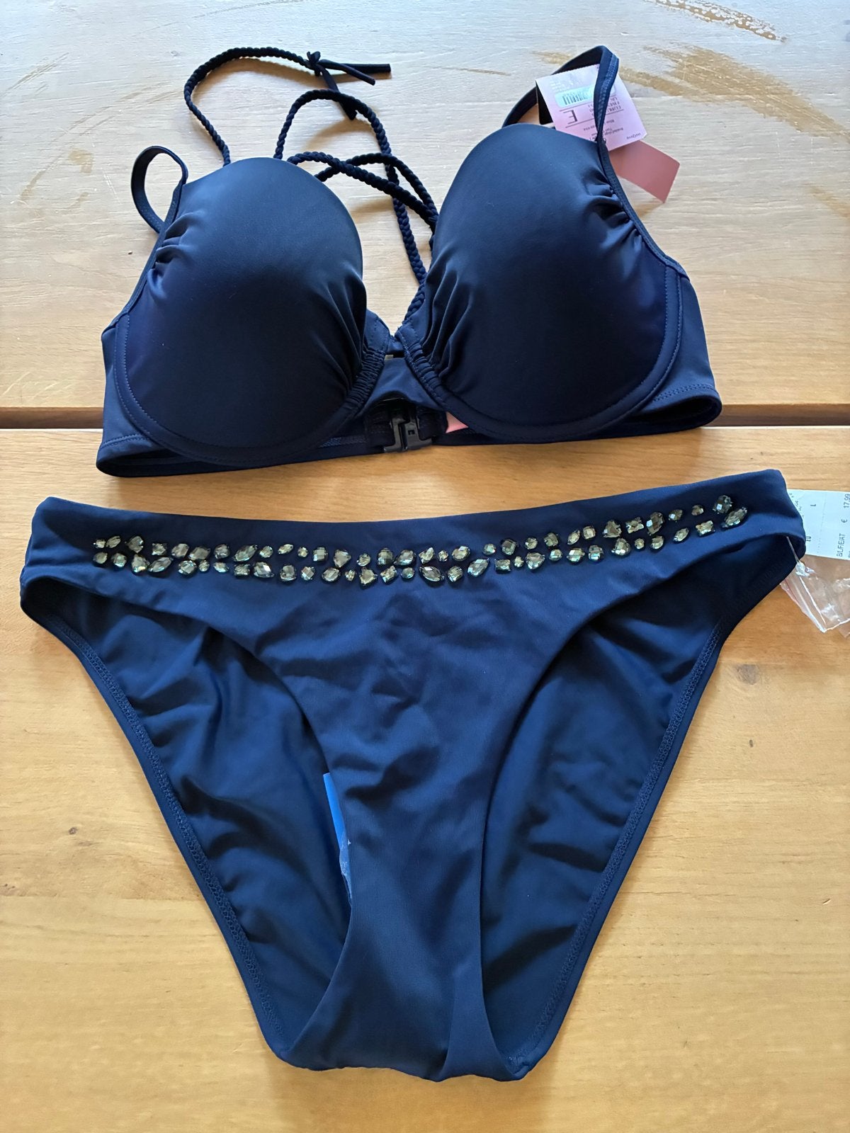 Hunkemöller Bikini Navy 75E/L Nieuw met details, Kleding | Dames, Ophalen of Verzenden, Nieuw, Blauw, Bikini