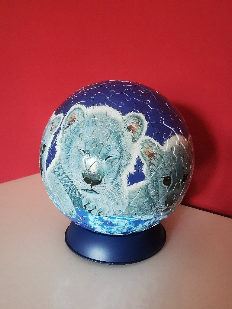Ravensburger 3D puzzelball: Witte tijgers – 240 stukjes, Ophalen of Verzenden, Minder dan 500 stukjes, Zo goed als nieuw, Rubik's of 3D-puzzel