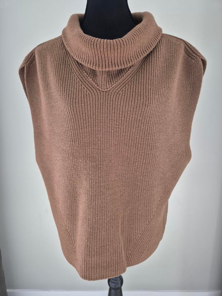 Extrafine Merino wollen poncho merk Bellamy, Kleding | Dames, Bellamy, Ophalen of Verzenden, Zo goed als nieuw, Bruin