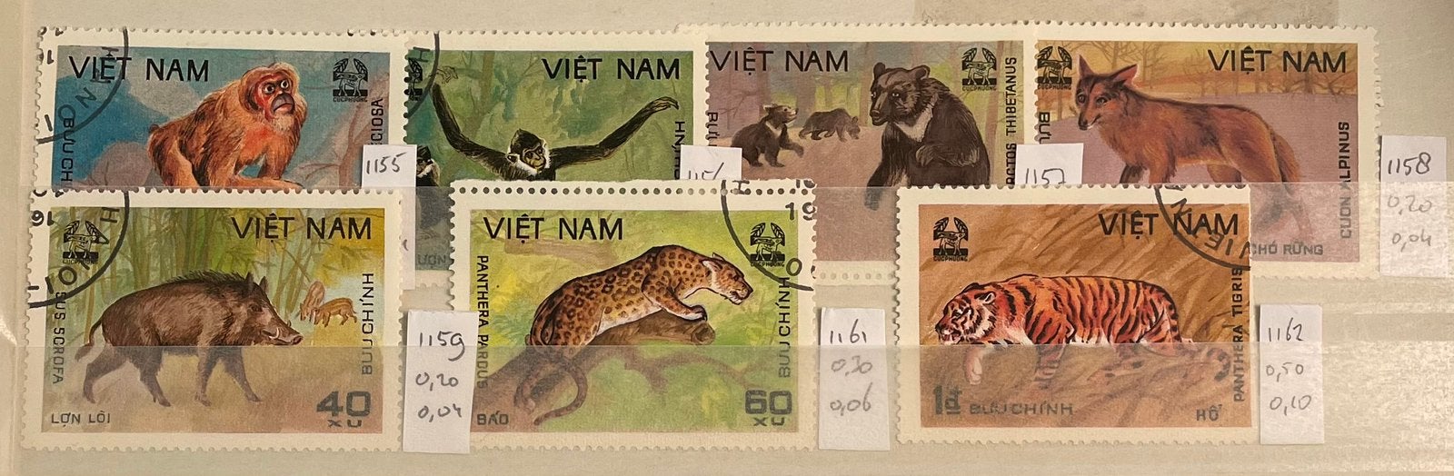 Kaveltje postzegels Vietnam; zoogdieren, Ophalen of Verzenden, Gestempeld, Dier of Natuur