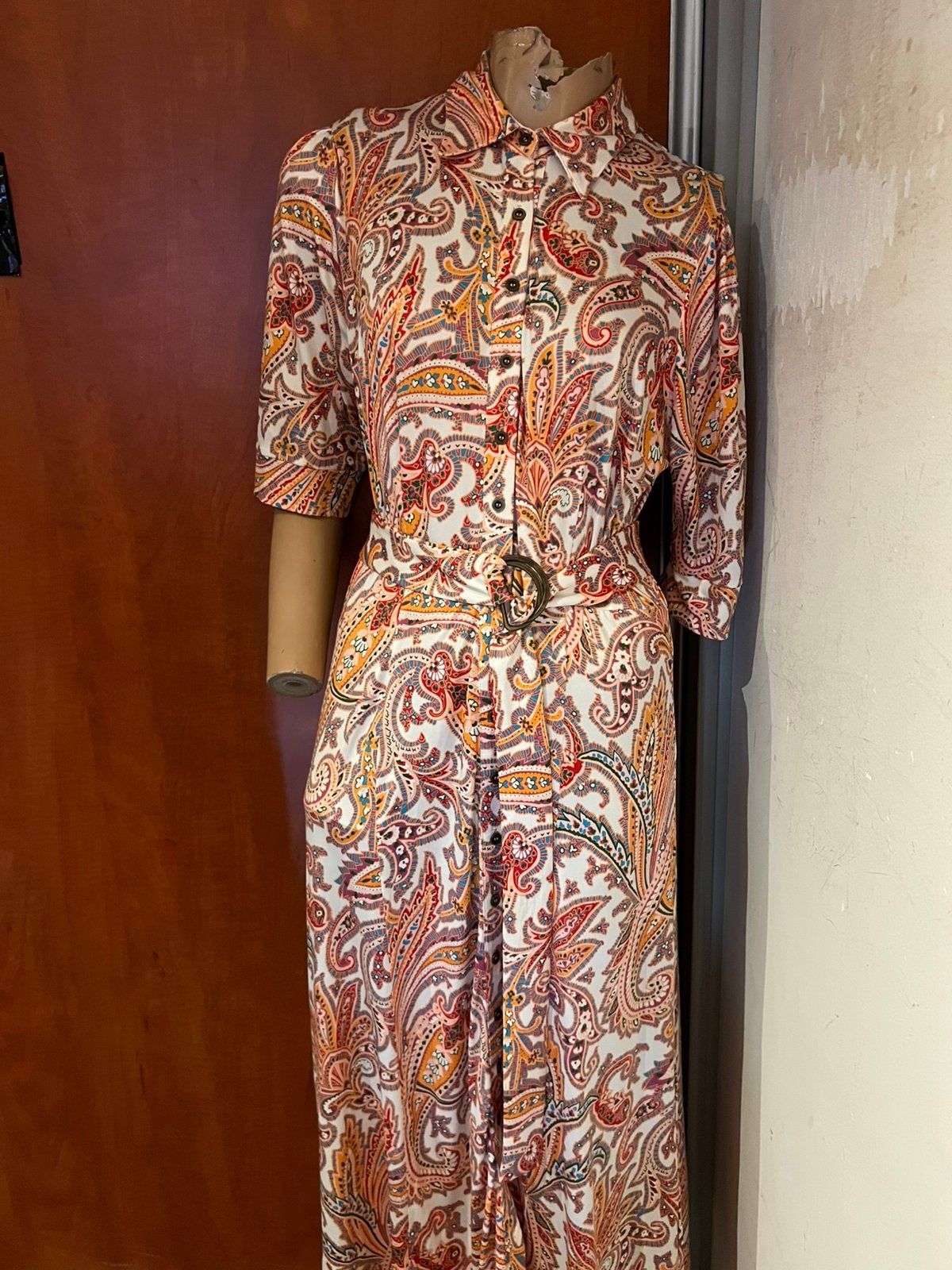 K-DESIGN jurk met ceintuur maat m zalmroze zgan, Kleding | Dames, Jurken, Maat 38/40 (M), G, B, Ophalen of Verzenden