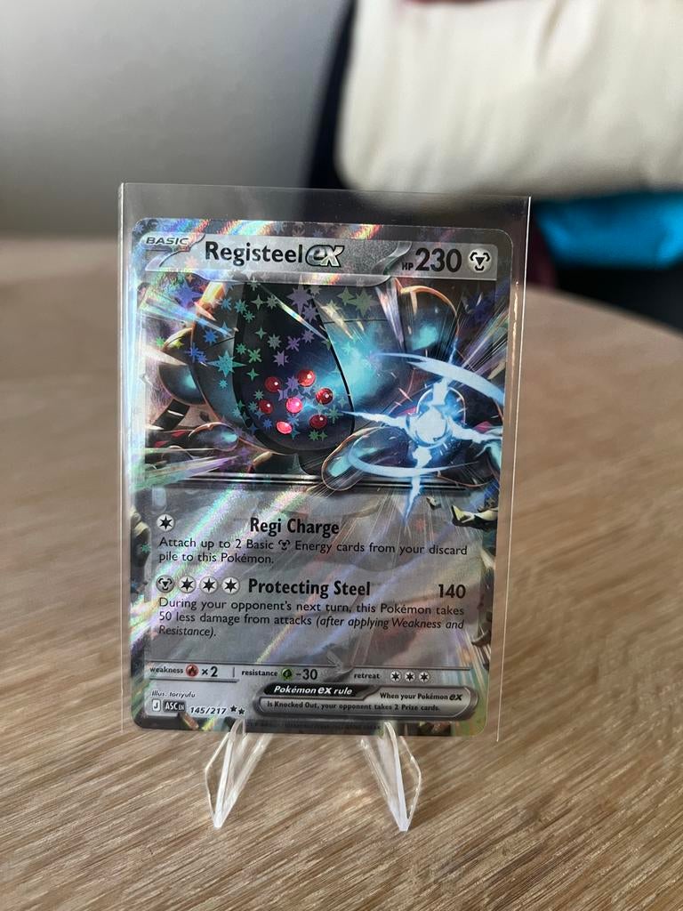 Pokémon TCG: Registeel EX (145/217) - ASCEN, Ophalen of Verzenden, Zo goed als nieuw, Losse kaart, Foil