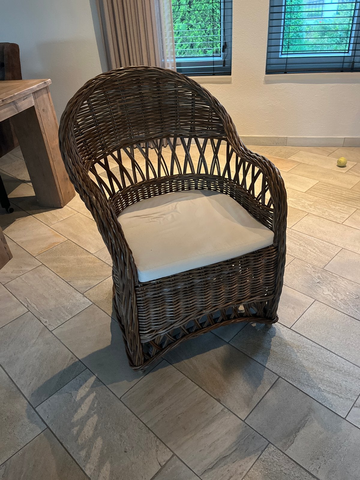 Mooie rieten stoelen (3 stuks) - ook voor buiten!, Gebruikt, Riet of Rotan, Ophalen of Verzenden, Drie