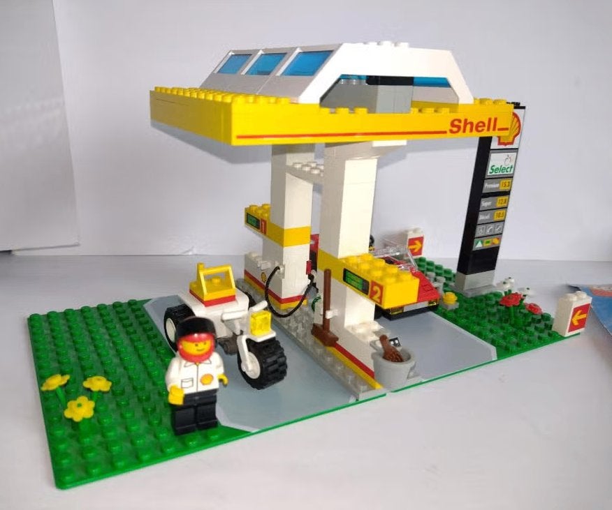 1256 Shell benzinestation, town, met bouwtekening, Ophalen of Verzenden, Zo goed als nieuw, Complete set, Lego