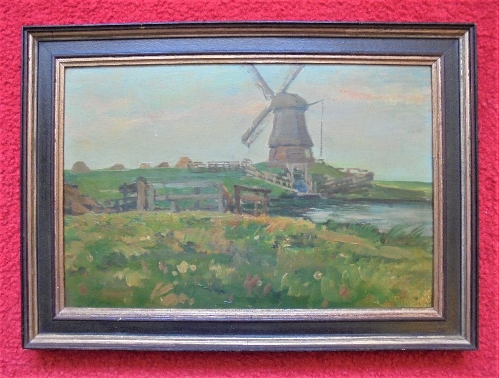 David Schulman.1881-1966.Molen bij Volendam, Edam., Antiek en Kunst, Kunst | Schilderijen | Klassiek, Ophalen