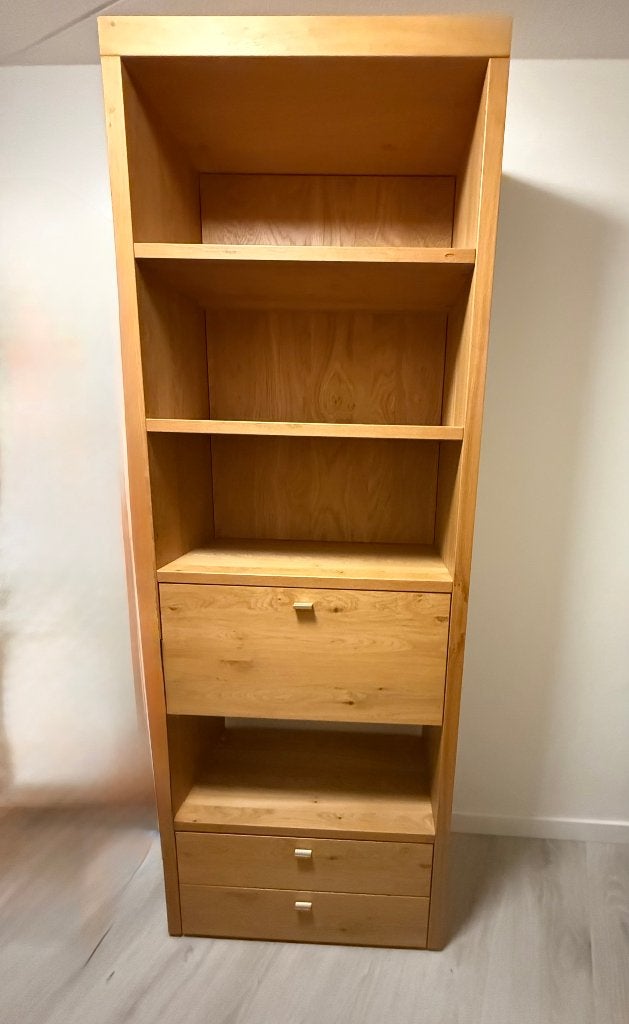 Hülsta ‘Encado II’ eiken wandmeubel met werkblad en laden, Ophalen, Gebruikt, 200 cm of meer, Eikenhout