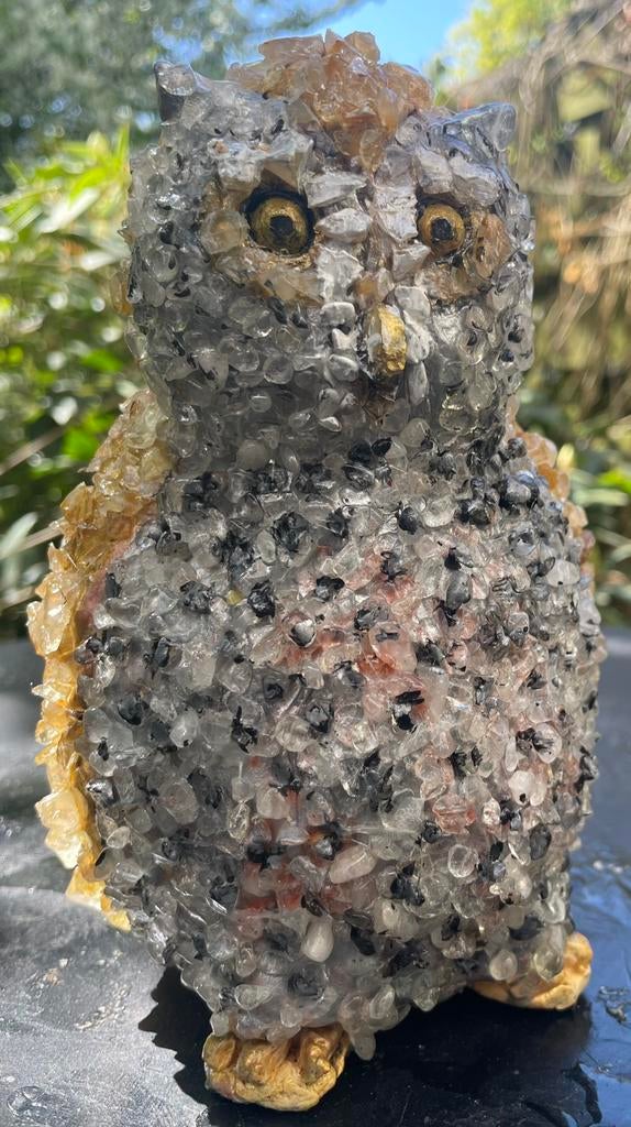 Lisa’s Soul Art: Uiltje bekleed met citrine, bergkristal, Handgemaakt, Minder dan 20 cm, Natuurlijk materiaal, Ophalen of Verzenden