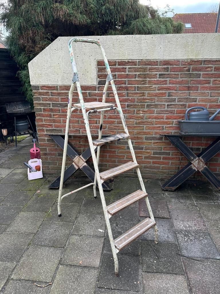 Ladder met 5 tredes, Doe-het-zelf en Verbouw, Ladders en Trappen, Ophalen, Gebruikt, Minder dan 2 meter