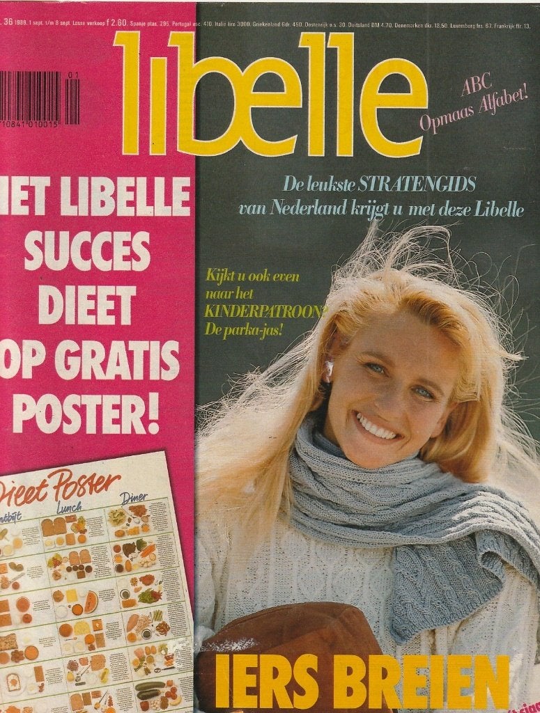 Vintage tijdschrift Libelle 1989 n.36 poster dieet & mode, Verzenden, 1980 tot heden, Nederland, Tijdschrift