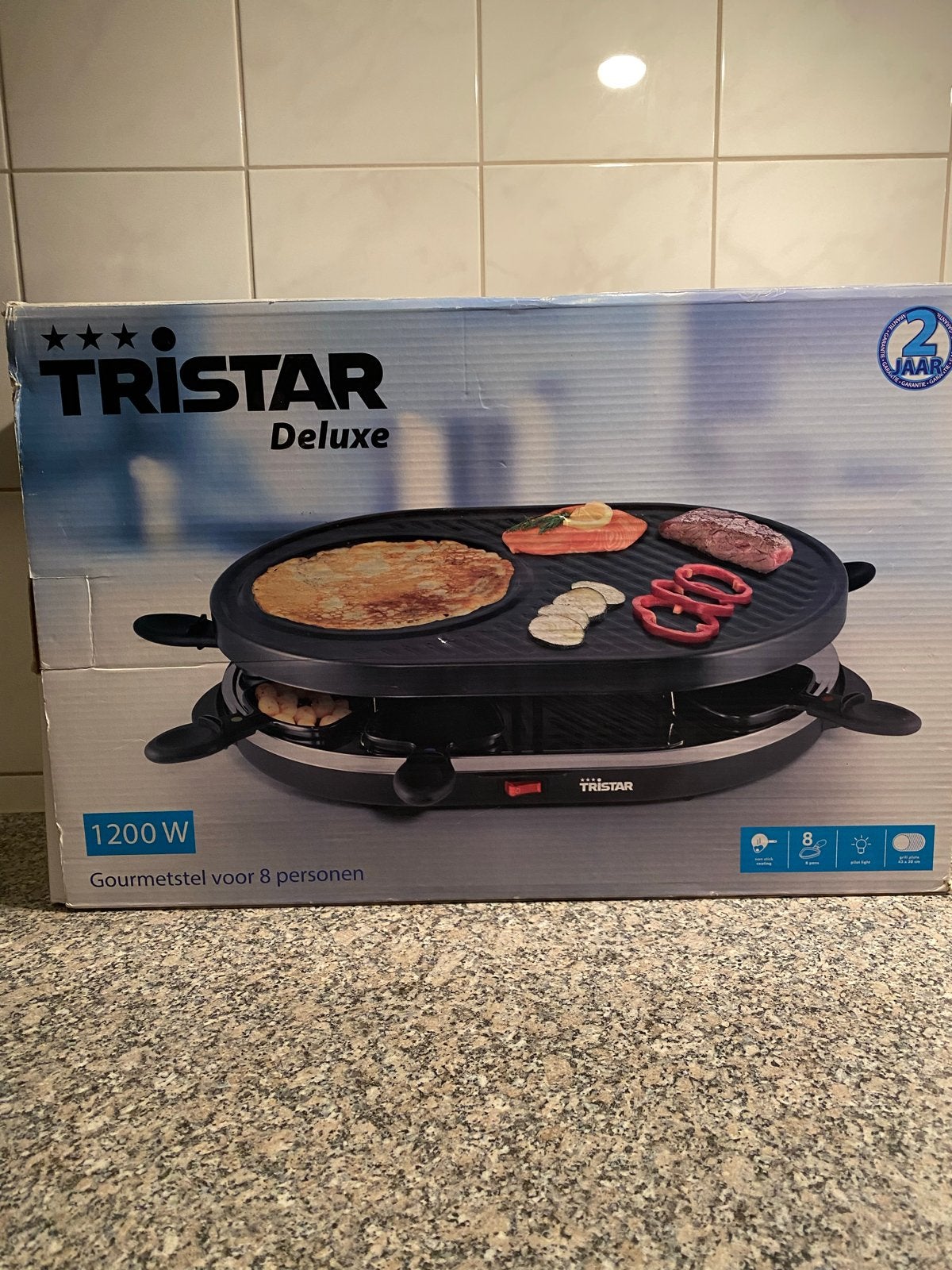 Tristar Deluxe Raclette Gourmetstel - 8 personen, 1200W, Ophalen of Verzenden, Nieuw, 8 personen of meer