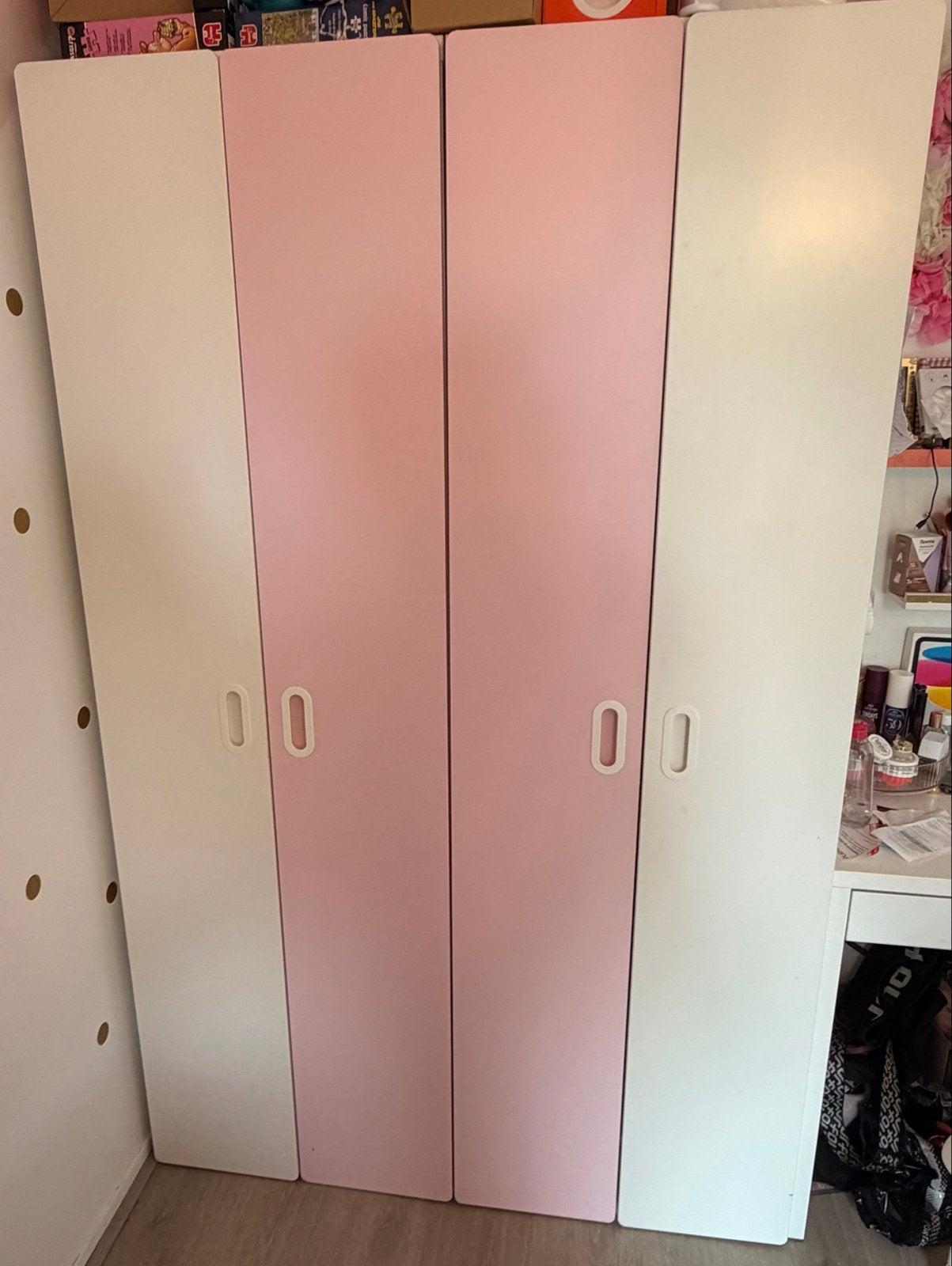 2 Kinderkasten met roze en witte deuren, Kinderen en Baby's, Ophalen, Gebruikt, Kast, 105 cm of meer