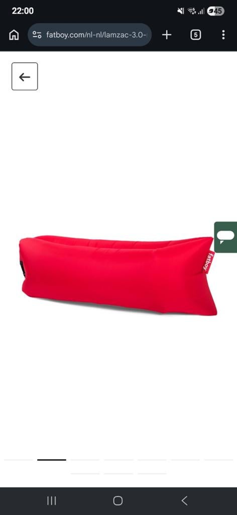 Fatboy Lamzac 3.0 - Opblaasbare Zitzak Rood, Huis en Inrichting, Zitzakken, Ophalen, Zo goed als nieuw, Rood, Zitzak