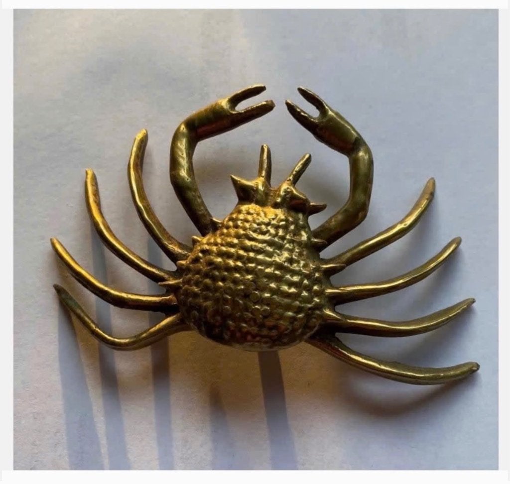 Koper messing krab, 11 x 7 cm, Ophalen of Verzenden