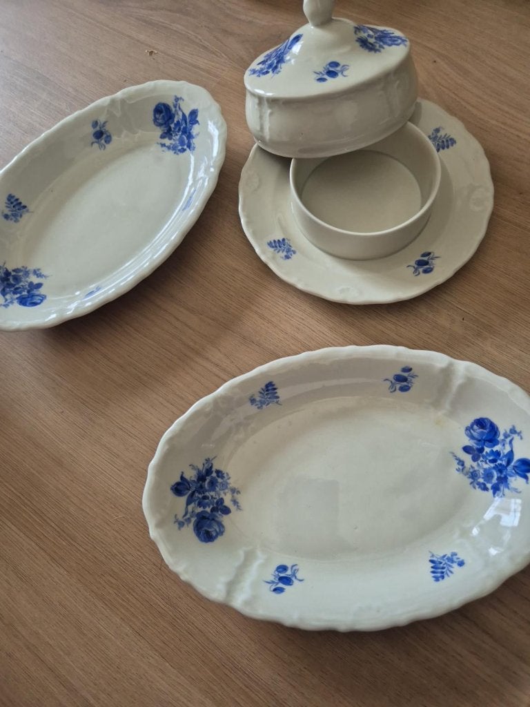 Mosa Maastricht vintage servies blauw bloemmotief, Ophalen of Verzenden