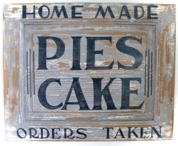 Brocante houten bakkerij reclamebord / taart, cake en banket, Reclamebord, Ophalen of Verzenden, Zo goed als nieuw, B6