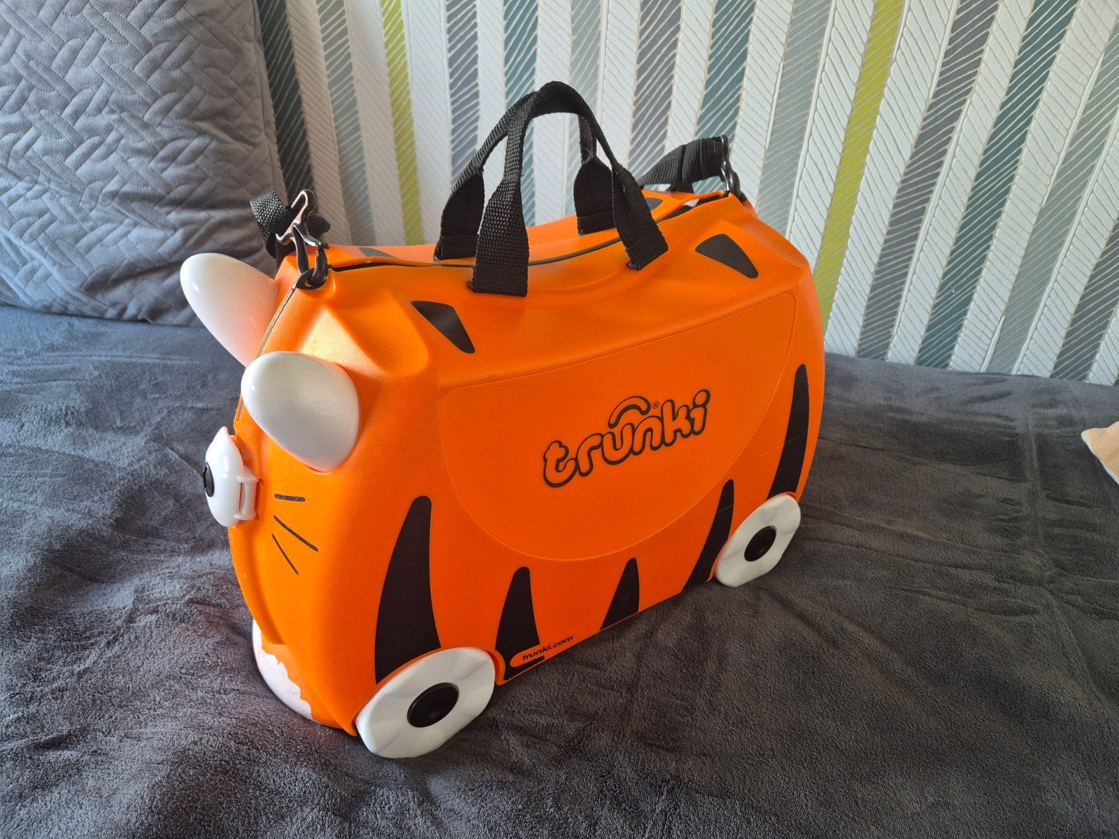 Trunki Teun Tijger Kinderkoffer - Zo goed als nieuw, Sieraden, Tassen en Uiterlijk, Ophalen, Zo goed als nieuw, Oranje, Wieltjes